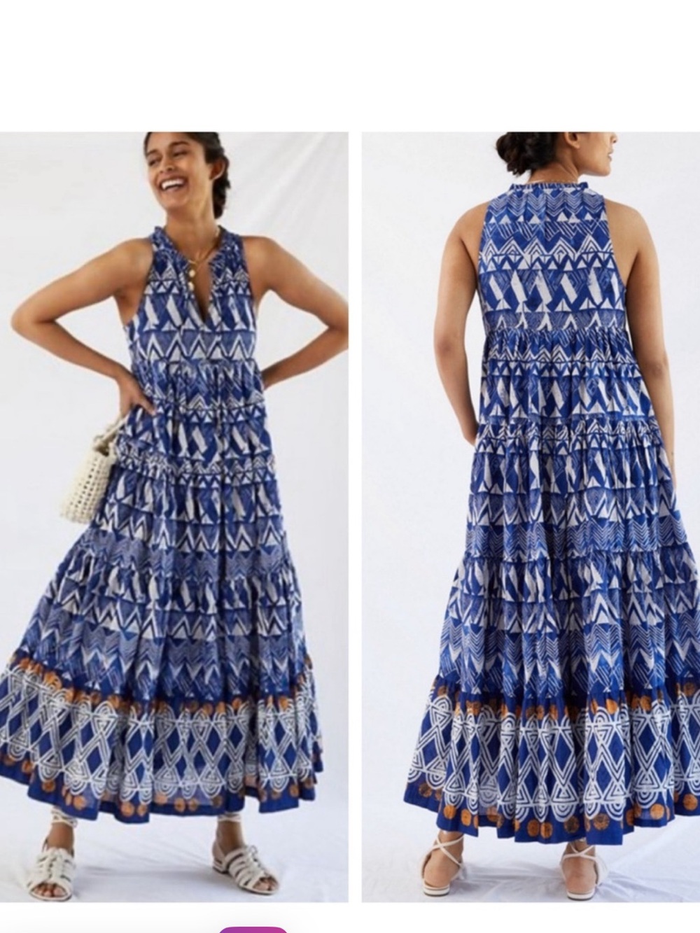 Anthropologie sleeveless tiered maxi dress